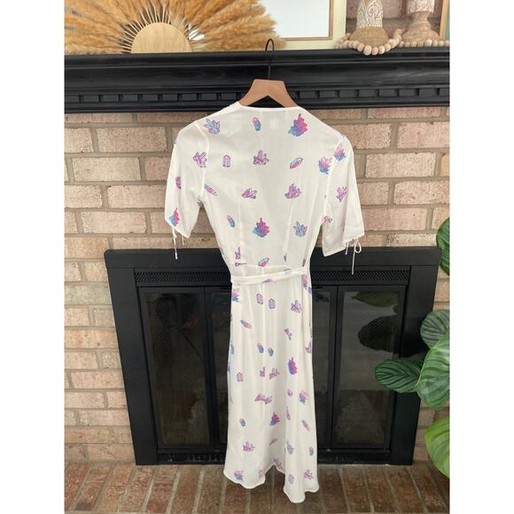 Wildfox Crystal Wrap Maxi Dress XS White Hippie Boho Festival - Picture 8 of 15